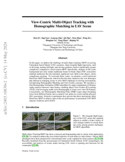 View-Centric Multi-Object Tracking with Homographic Matching in Moving
  UAV