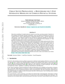 Urban Sound Propagation: a Benchmark for 1-Step Generative Modeling of
  Complex Physical Systems
