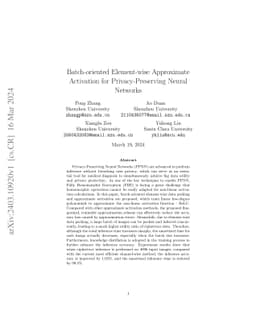 Batch-oriented Element-wise Approximate Activation for
  Privacy-Preserving Neural Networks