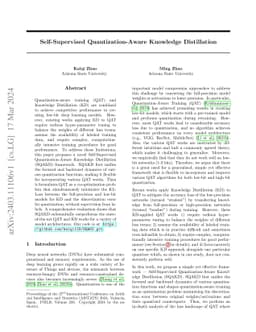 Self-Supervised Quantization-Aware Knowledge Distillation