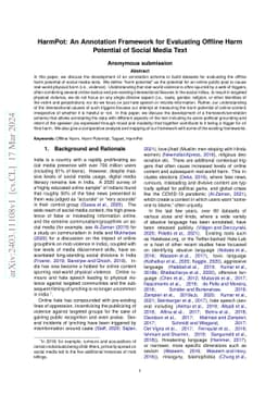 HarmPot: An Annotation Framework for Evaluating Offline Harm Potential
  of Social Media Text