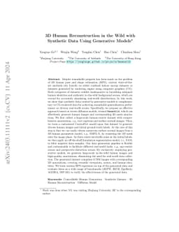 3D Human Reconstruction in the Wild with Synthetic Data Using Generative
  Models