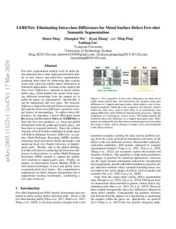 LERENet: Eliminating Intra-class Differences for Metal Surface Defect
  Few-shot Semantic Segmentation