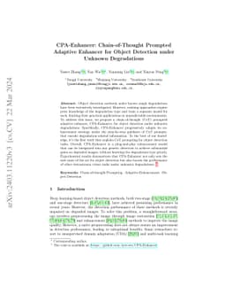 CPA-Enhancer: Chain-of-Thought Prompted Adaptive Enhancer for Object
  Detection under Unknown Degradations