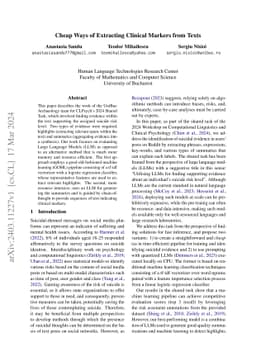 Cheap Ways of Extracting Clinical Markers from Texts