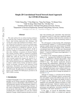Simple 2D Convolutional Neural Network-based Approach for COVID-19
  Detection