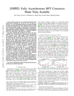 JUMBO: Fully Asynchronous BFT Consensus Made Truly Scalable