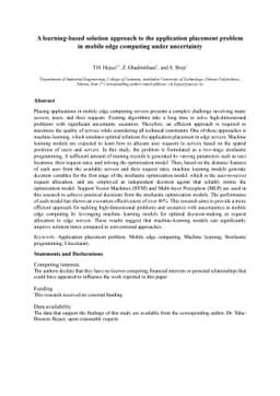 A learning-based solution approach to the application placement problem
  in mobile edge computing under uncertainty