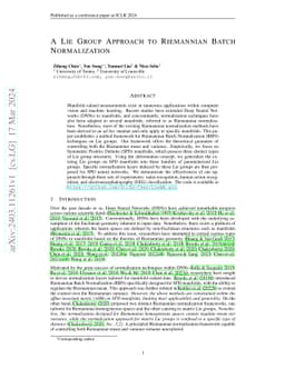 A Lie Group Approach to Riemannian Batch Normalization