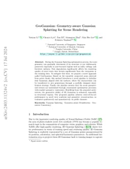 GeoGaussian: Geometry-aware Gaussian Splatting for Scene Rendering