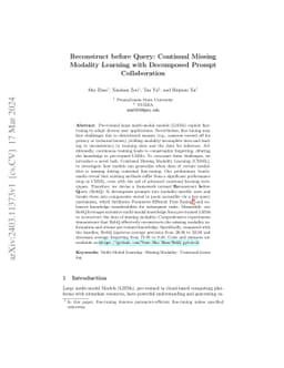 Reconstruct before Query: Continual Missing Modality Learning with
  Decomposed Prompt Collaboration