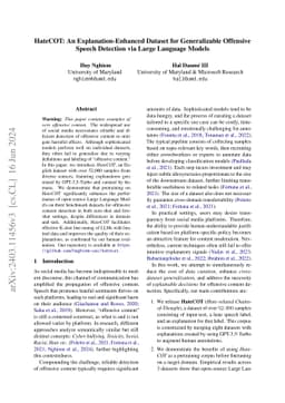 HateCOT: An Explanation-Enhanced Dataset for Generalizable Offensive
  Speech Detection via Large Language Models