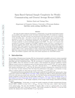 Span-Based Optimal Sample Complexity for Weakly Communicating and
  General Average Reward MDPs