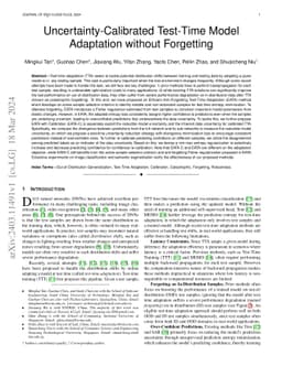 Uncertainty-Calibrated Test-Time Model Adaptation without Forgetting