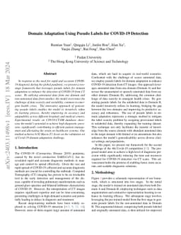 Domain Adaptation Using Pseudo Labels for COVID-19 Detection