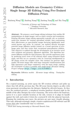 Diffusion Models are Geometry Critics: Single Image 3D Editing Using
  Pre-Trained Diffusion Priors