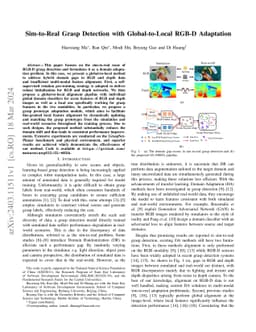 Sim-to-Real Grasp Detection with Global-to-Local RGB-D Adaptation