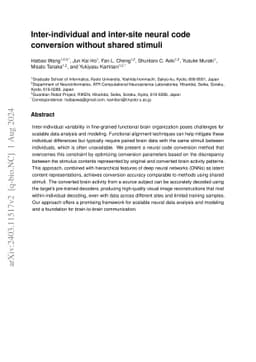 Inter-individual and inter-site neural code conversion and image
  reconstruction without shared stimuli