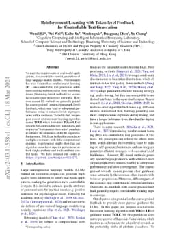 Reinforcement Learning with Token-level Feedback for Controllable Text
  Generation
