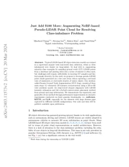 Just Add $100 More: Augmenting NeRF-based Pseudo-LiDAR Point Cloud for
  Resolving Class-imbalance Problem