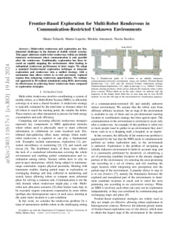 Frontier-Based Exploration for Multi-Robot Rendezvous in
  Communication-Restricted Unknown Environments