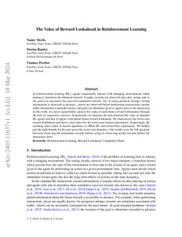 The Value of Reward Lookahead in Reinforcement Learning