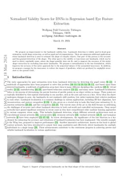 Normalized Validity Scores for DNNs in Regression based Eye Feature
  Extraction