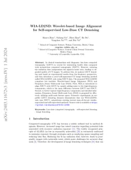 WIA-LD2ND: Wavelet-based Image Alignment for Self-supervised Low-Dose CT
  Denoising