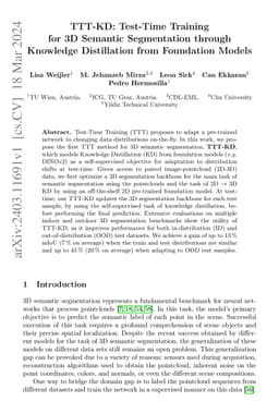 TTT-KD: Test-Time Training for 3D Semantic Segmentation through
  Knowledge Distillation from Foundation Models