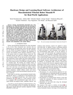 Hardware Design and Learning-Based Software Architecture of
  Musculoskeletal Wheeled Robot Musashi-W for Real-World Applications
