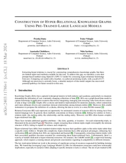 Construction of Hyper-Relational Knowledge Graphs Using Pre-Trained
  Large Language Models