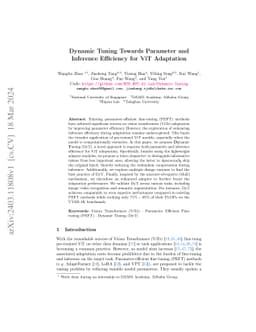 Dynamic Tuning Towards Parameter and Inference Efficiency for ViT
  Adaptation