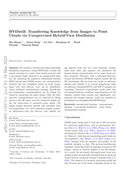 HVDistill: Transferring Knowledge from Images to Point Clouds via
  Unsupervised Hybrid-View Distillation