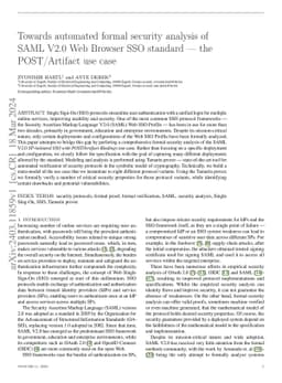 Towards automated formal security analysis of SAML V2.0 Web Browser SSO
  standard -- the POST/Artifact use case
