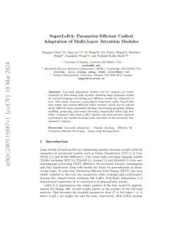 SuperLoRA: Parameter-Efficient Unified Adaptation of Multi-Layer
  Attention Modules