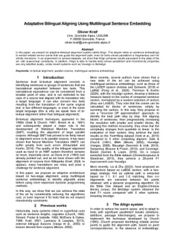 Adaptative Bilingual Aligning Using Multilingual Sentence Embedding