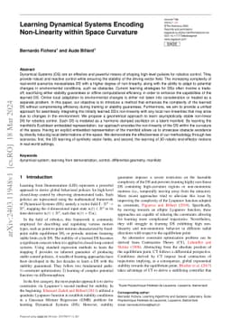 Learning Dynamical Systems Encoding Non-Linearity within Space Curvature