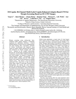 OUCopula: Bi-Channel Multi-Label Copula-Enhanced Adapter-Based CNN for
  Myopia Screening Based on OU-UWF Images