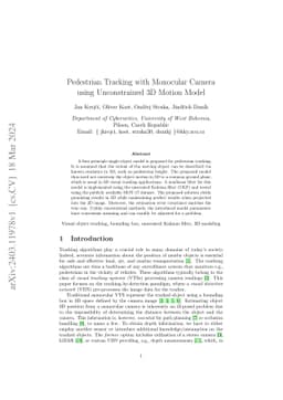 Pedestrian Tracking with Monocular Camera using Unconstrained 3D Motion
  Model