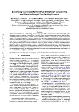 Enhancing Taiwanese Hokkien Dual Translation by Exploring and
  Standardizing of Four Writing Systems