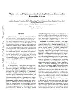 Alpha-wolves and Alpha-mammals: Exploring Dictionary Attacks on Iris
  Recognition Systems