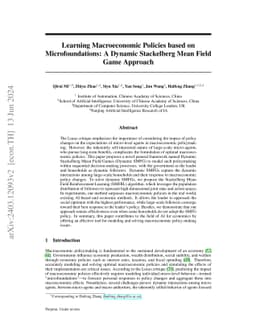Learning Macroeconomic Policies based on Microfoundations: A Dynamic
  Stackelberg Mean Field Game Approach
