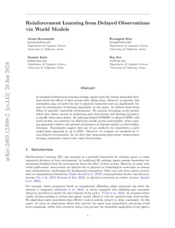 Reinforcement Learning from Delayed Observations via World Models