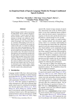 An Empirical Study of Speech Language Models for Prompt-Conditioned
  Speech Synthesis