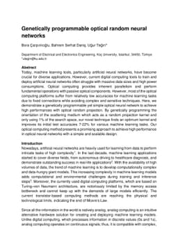 Genetically programmable optical random neural networks