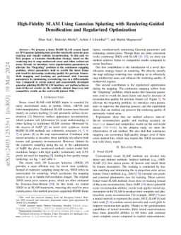 High-Fidelity SLAM Using Gaussian Splatting with Rendering-Guided
  Densification and Regularized Optimization