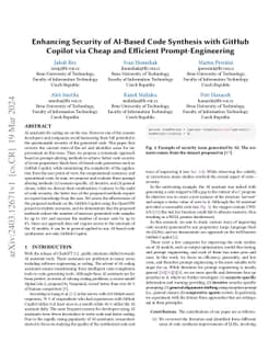 Enhancing Security of AI-Based Code Synthesis with GitHub Copilot via
  Cheap and Efficient Prompt-Engineering