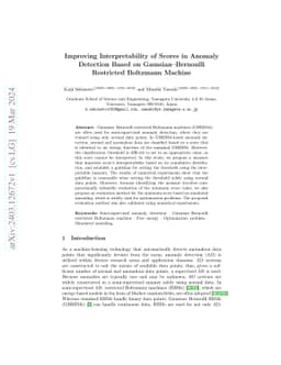 Improving Interpretability of Scores in Anomaly Detection Based on
  Gaussian-Bernoulli Restricted Boltzmann Machine