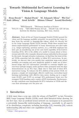 Towards Multimodal In-Context Learning for Vision & Language Models