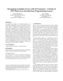 Navigating Compiler Errors with AI Assistance -- A Study of GPT Hints in
  an Introductory Programming Course